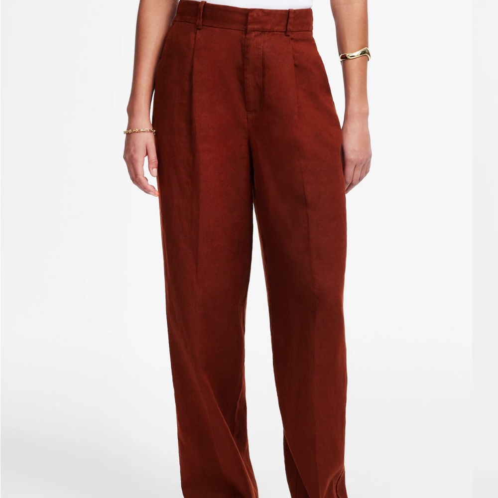 NWT Madewell 100% Linen Rust Straight Leg Women's Pants